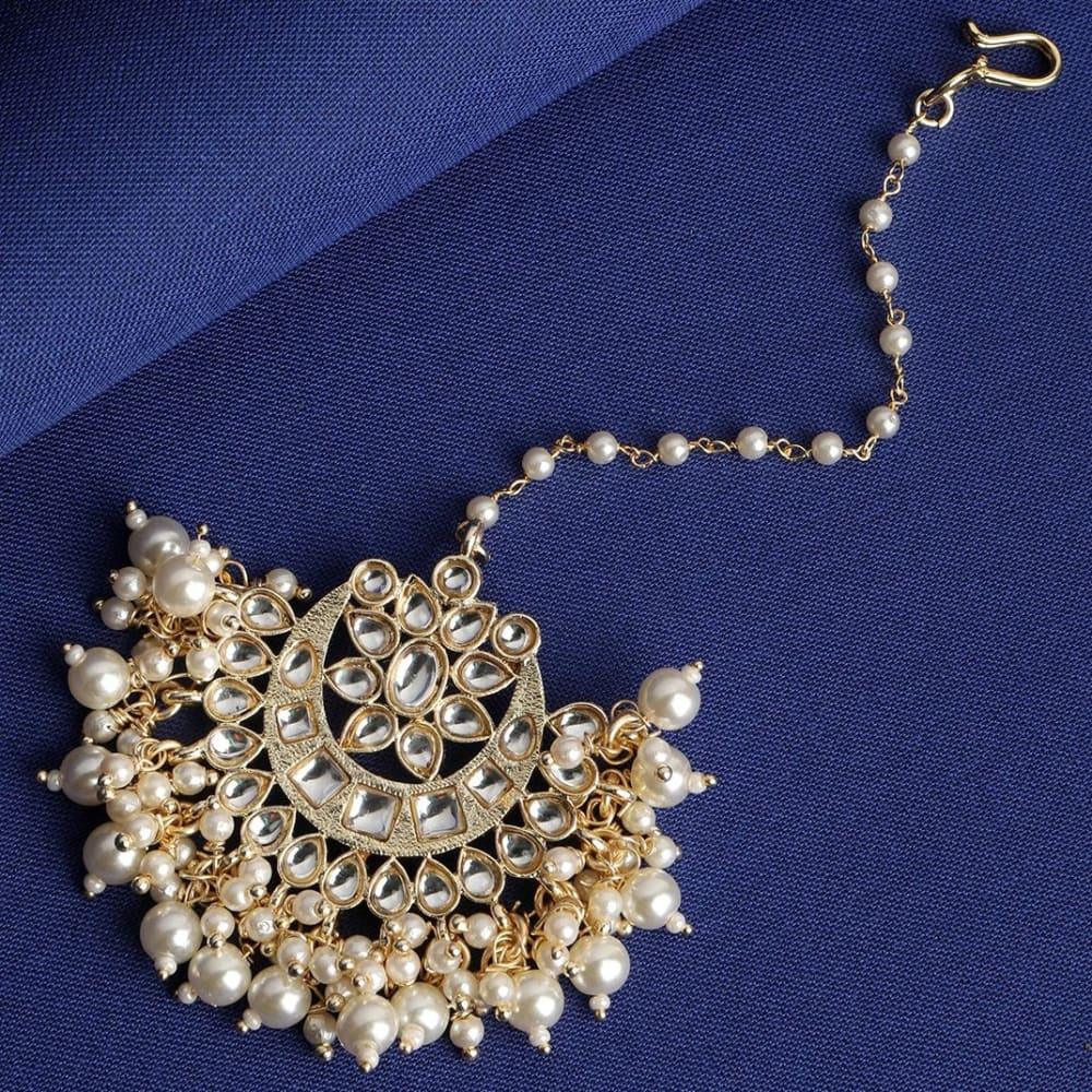 Chandbali Ad Maang Tikka Chandbali AD Stone Maang Tikka