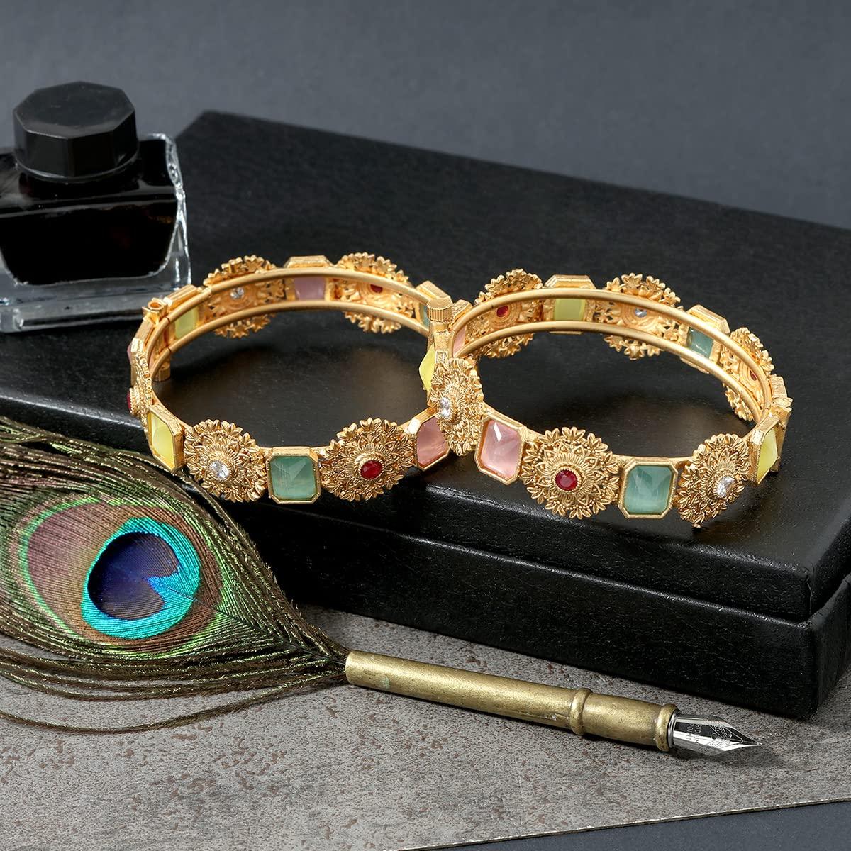 Rajwadi Matt Gold Plated Screw Openable Kada Bangles set of