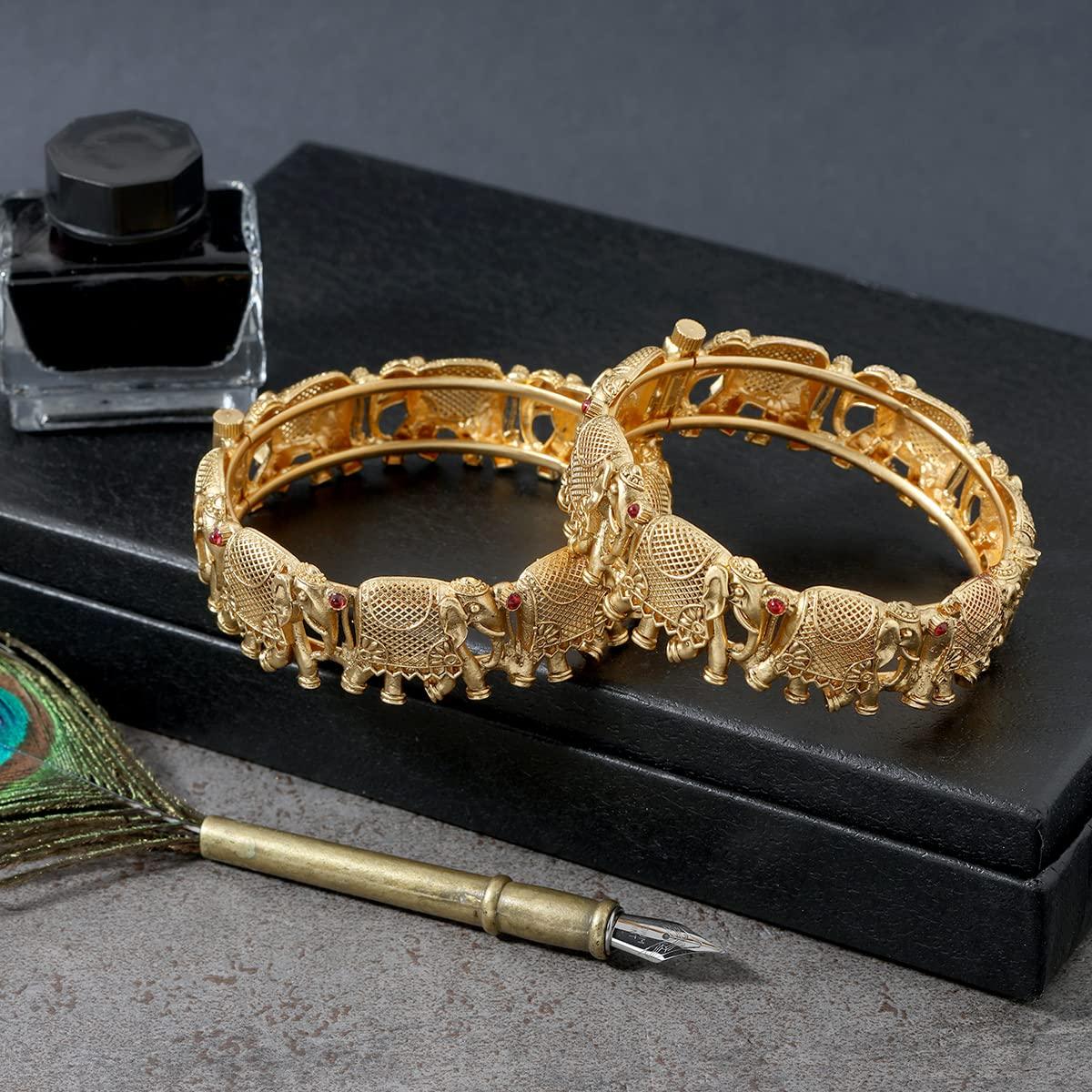 Traditional Gold Plated Rajwadi Elephant Kada – Trendisia