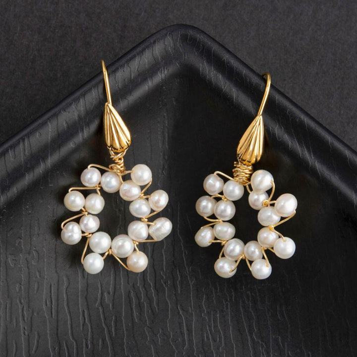 24 Carat Guaranteed Gold Plated Flower Style Freshwater Natural Cultural Pearl Fashion Drop Earring- PER 2109 - Trendisia