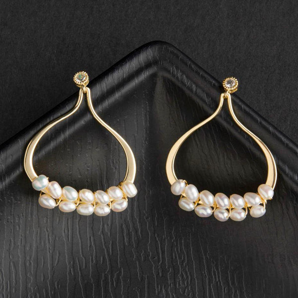 24 Carat Guaranteed Gold Plated Freshwater Natural Cultural Pearl Wire Wrapped Fashion Drop Earring- PER 2119 - Trendisia