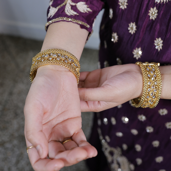 Set of 2 Handcrafted 24kt Gold-Plated Bangles – Size 2.8