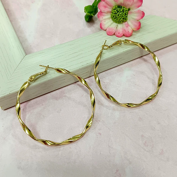 Gold Twisted Rope Hoop Earrings - Bold and Stylish