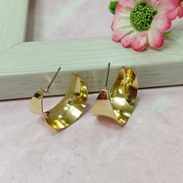 Bold Wide Cuff Gold Hoop Earrings - 18k Plated