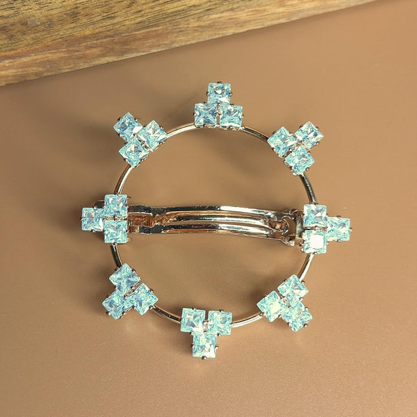Trendisia Luxury Round Crystal Hair Clip – Rose Gold Barrette with Square-Cut Stones for Women & Girls