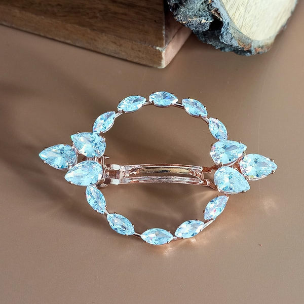 Trendisia Elegant Teardrop Crystal Hair Clip – Rose Gold Round Barrette with Zircon Stones for Women & Girls