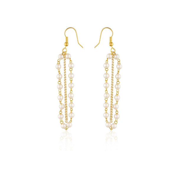 Fashion Women Indian Traditional Bollywood Pearl Single Line Dangle Earring - Trendisia