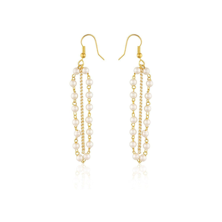 Fashion Women Indian Traditional Bollywood Pearl Single Line Dangle Earring - Trendisia