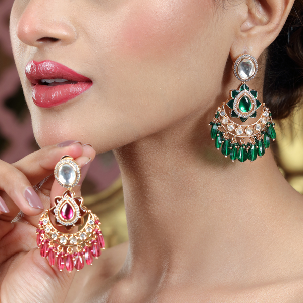 Victorian Polki ruby dangle earrings