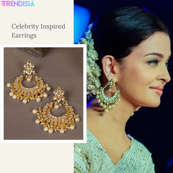 Gold-Plated Traditional Jadau Kundan Drop Earrings with Pear