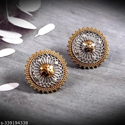 Ethnic Dual Plated Oxidized Stud Earrings for Women