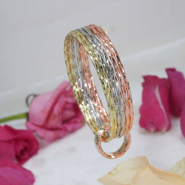 Three Tone Ring Charms Twisted Designed Bangles