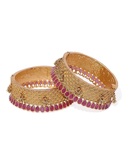 Rajasthani Gold-Plated Ethnic Patla/Kada Bangles – Traditi