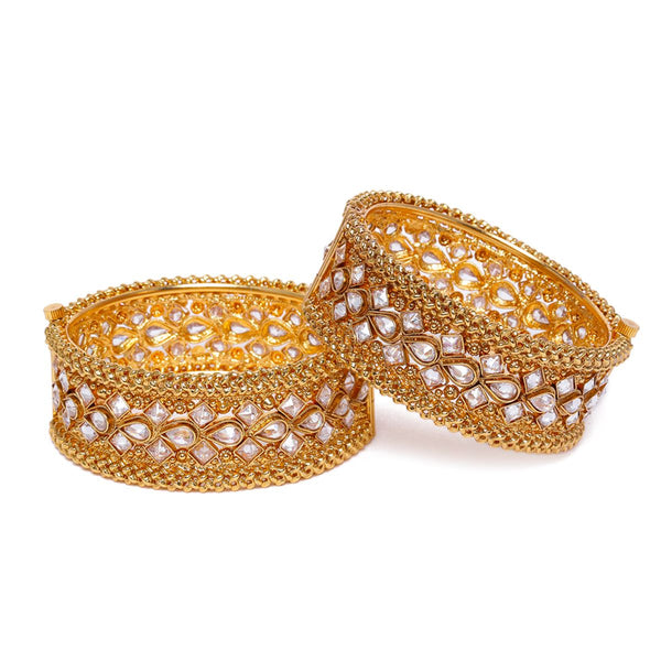 Set of 2 Handcrafted 24kt Gold-Plated Bangles – Size 2.8