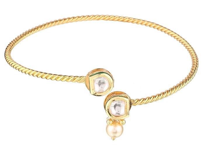Women Gold-Plated Brass Kundan Armlet Bracelet - Trendisia