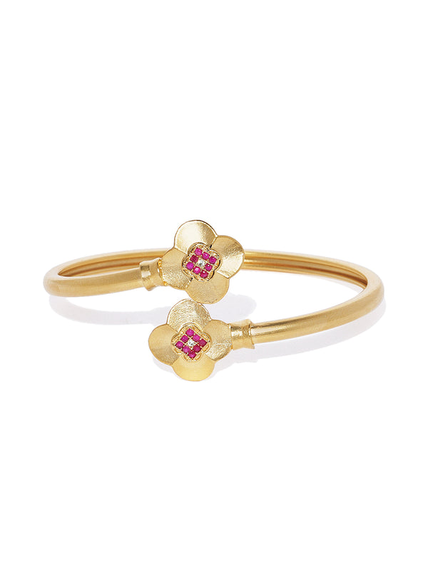 Elegant Matte Gold Plated Adjustable Openable Cuff Bracelet