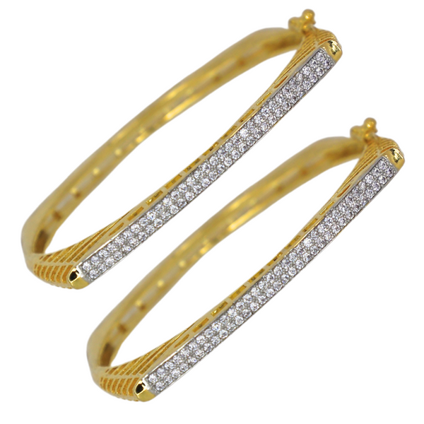 Elegant Gold Plated American Diamond Studded Designer Bracelet for Women (Set of 2)