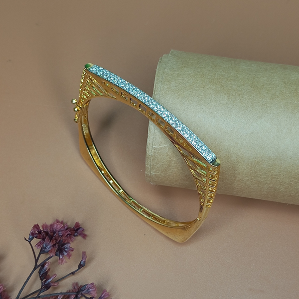 Elegant Gold-Toned American Diamond Studded Designer Bracelet for Women