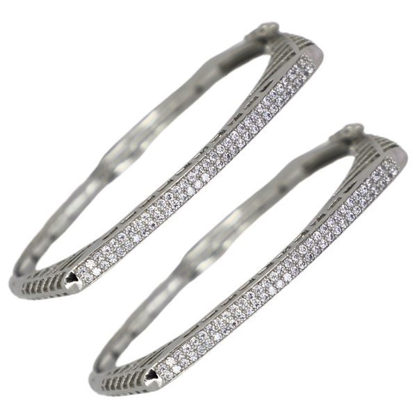 Silver Plated American Diamond Elegant Designer Bracelet for Women (Set of 2)