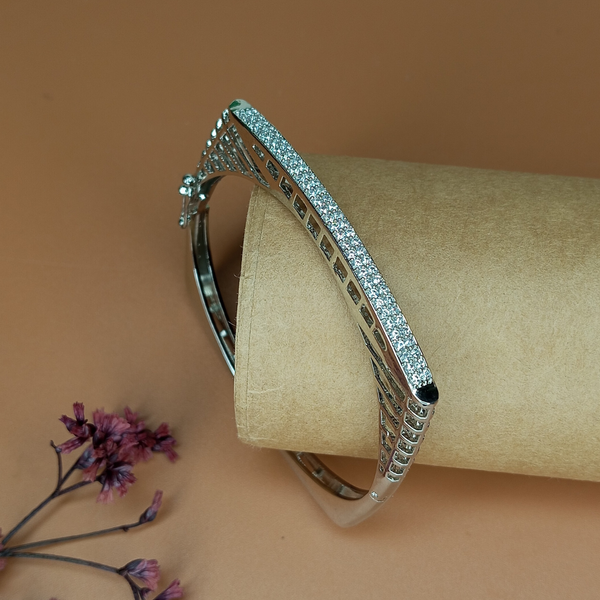 Elegant Silver-Plated American Diamond Studded Bracelet for Women and Girls