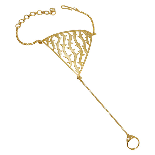 Gold-Plated Filigree Haathphool with Ring for Women