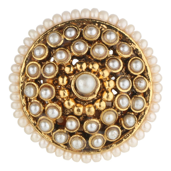 Gold-Plated Antique Traditional Kundan Pearl Rajasthani Borla
