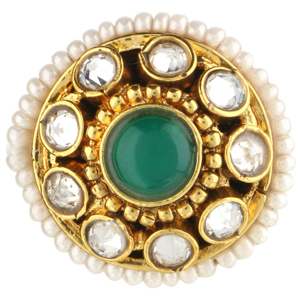 Gold-Plated Antique Traditional Kundan Pearl Rajasthani Borl