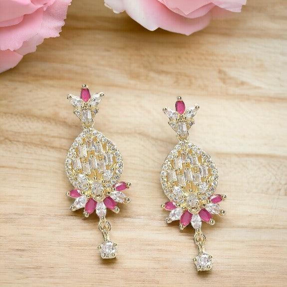 Trendisia Gold-Plated AD Studded Handcrafted Drop Earrings For Women & Girls - Trendisia