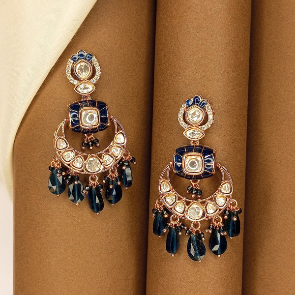 Kundan Polki Earrings with emrald Drops