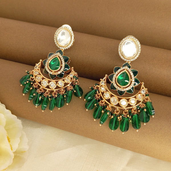 Victorian Polki emrald dangle earrings