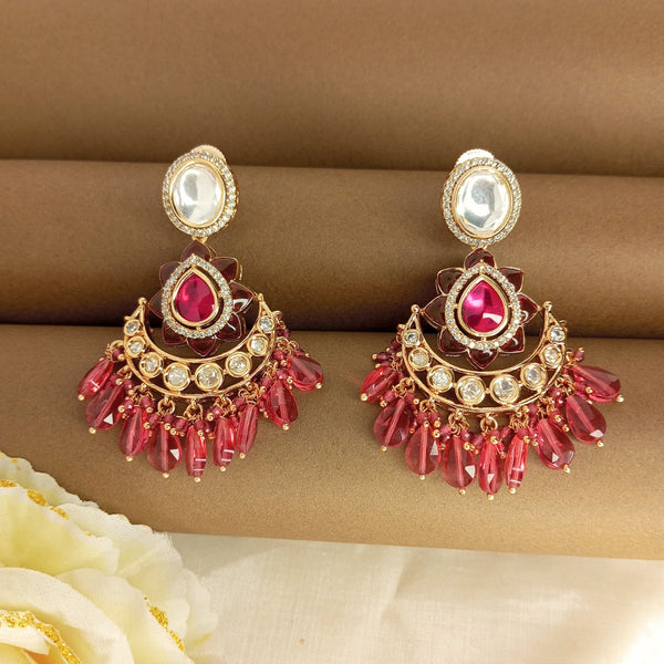 Victorian Polki ruby Pink dangle earrings