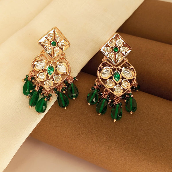 Kundan Polki Earrings with emrald Drops