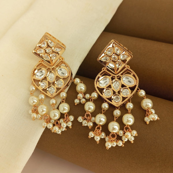 Kundan Polki Earrings with Pearl Drops