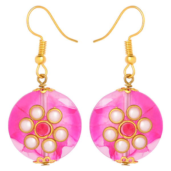 Vibrant Pink Floral Bead Earrings