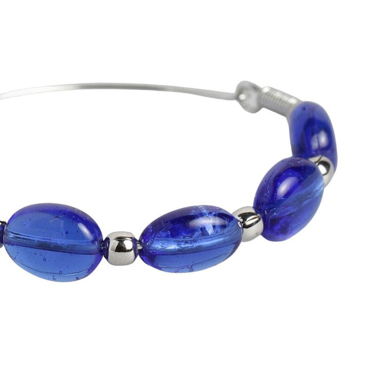 Silver-Plated Blue Circular Hoop Earrings - Trendisia