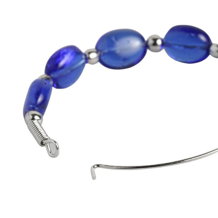 Silver-Plated Blue Circular Hoop Earrings - Trendisia