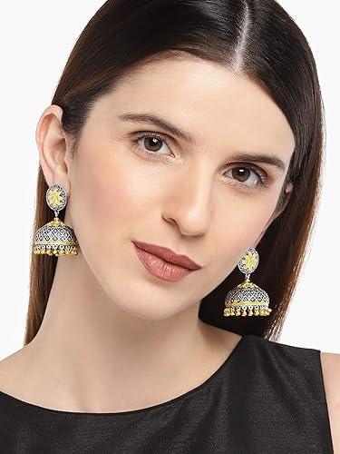 Dual-Toned Dome Shaped Jhumki Earrings - Trendisia