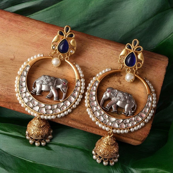 Dual Tone AD-Studded Dome Shaped Jhumkas