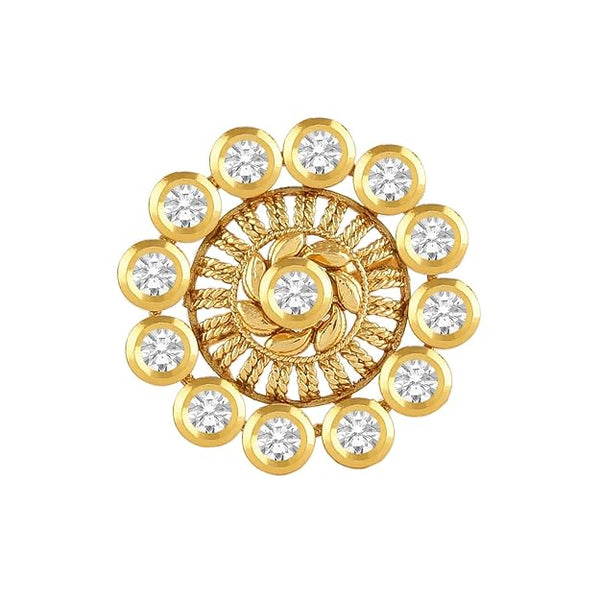 Gold-Plated Floral Round Finger Ring with Crystal Accents