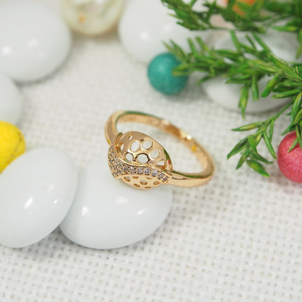 CZ Gold Plated Hollow Fancy Designed Finger Ring