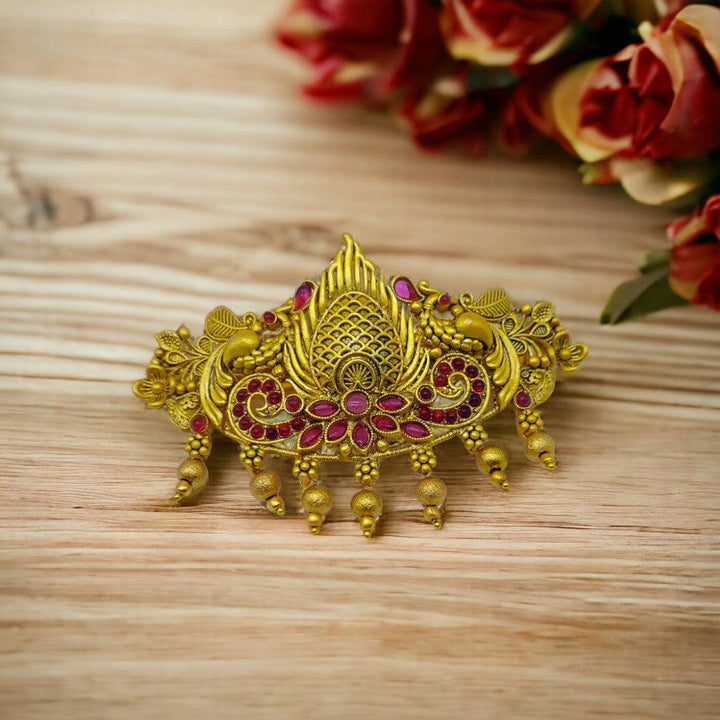 Matte Gold Plated Antique Design Hair Clip/Hair Barrette - Trendisia