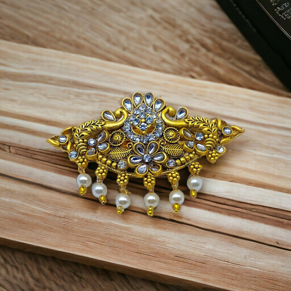 Matte Gold Plated Antique Design Hair Clip/Hair Barrette - Trendisia