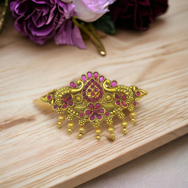 Matte Gold Plated Antique Design Hair Clip/Hair Barrette - Trendisia