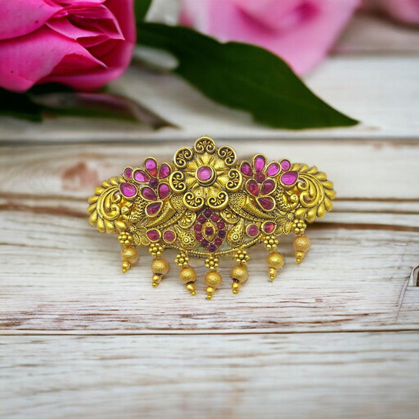 Matte Gold Plated Antique Design Hair Clip/Hair Barrette - Trendisia