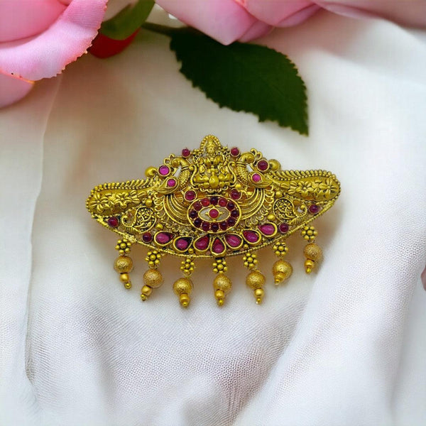 Matte Gold Plated Temple Design Hair Clip/Hair Barrette - Trendisia