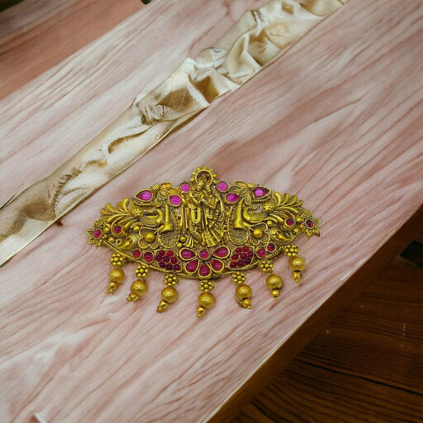 Matte Gold Plated Temple Design Hair Clip/Hair Barrette - Trendisia