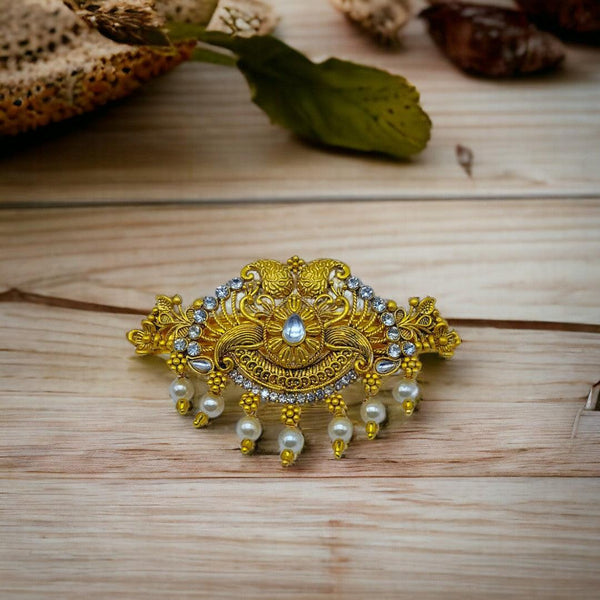 Matte Gold Plated Antique Design Hair Clip/Hair Barrette - Trendisia