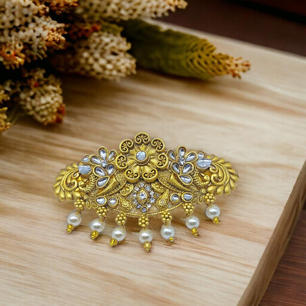 Matte Gold Plated Antique Design Hair Clip/Hair Barrette - Trendisia