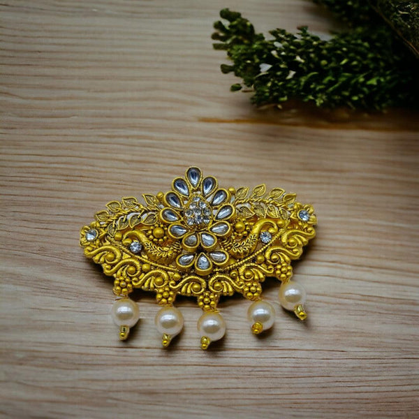 Matte Gold Plated Antique Design Hair Clip/Hair Barrette - Trendisia