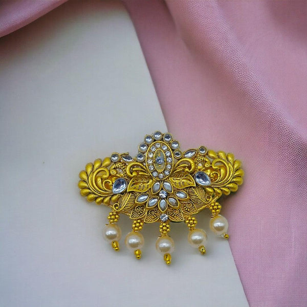 Matte Gold Plated Antique Design Hair Clip/Hair Barrette - Trendisia